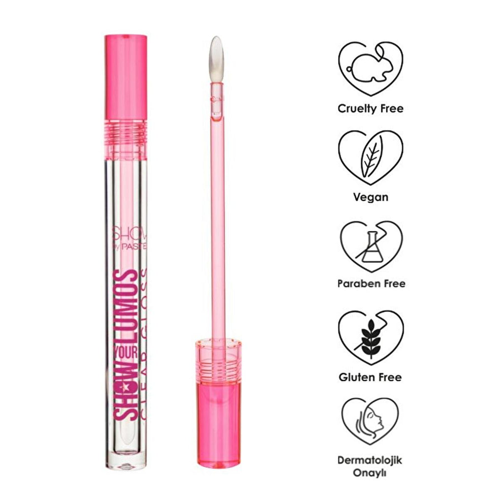 Show by Pastel Lumos Clear Lip Gloss: Vegan, Cruelty-Free, High-Shine, Plumping Gloss for Naturally Glossy & Hydrated Lips
