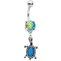 BodyCandy Green Scale Swimming Turtle Dangle Belly Ring — main product shot