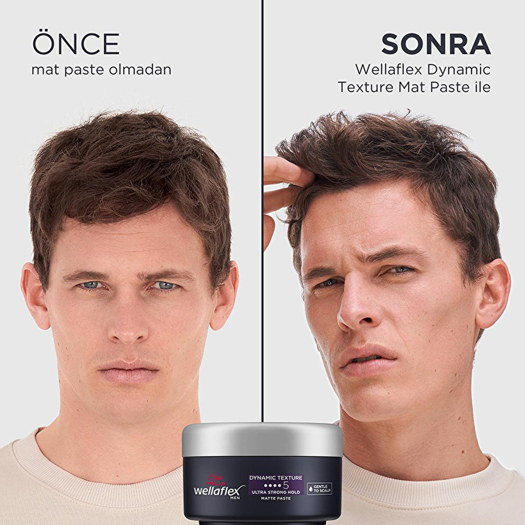 Wella Wellaflex Men Dynamic Texture Mat Paste - Ultra Strong Hold Hair Wax | 75 ml