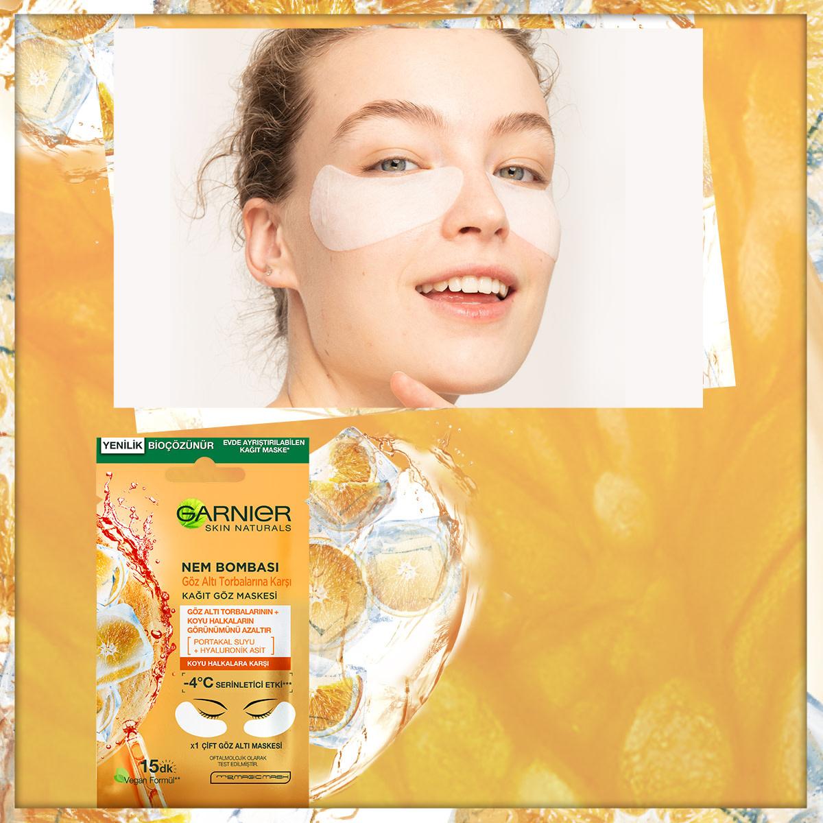 Garnier SkinActive Eye Mask: Reduce Under Eye Bags & Dark Circles with Hydrating Hyaluronic Acid & Brightening Orange Juice - Refresh & Revitalize