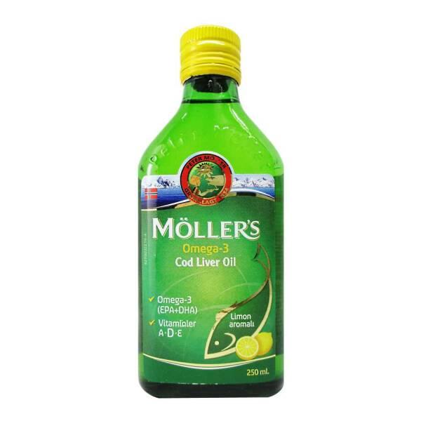 Möllers Cod Liver Oil with Omega-3, Vitamins A, D, E - Natural Lemon Flavor, 8.45 fl oz
