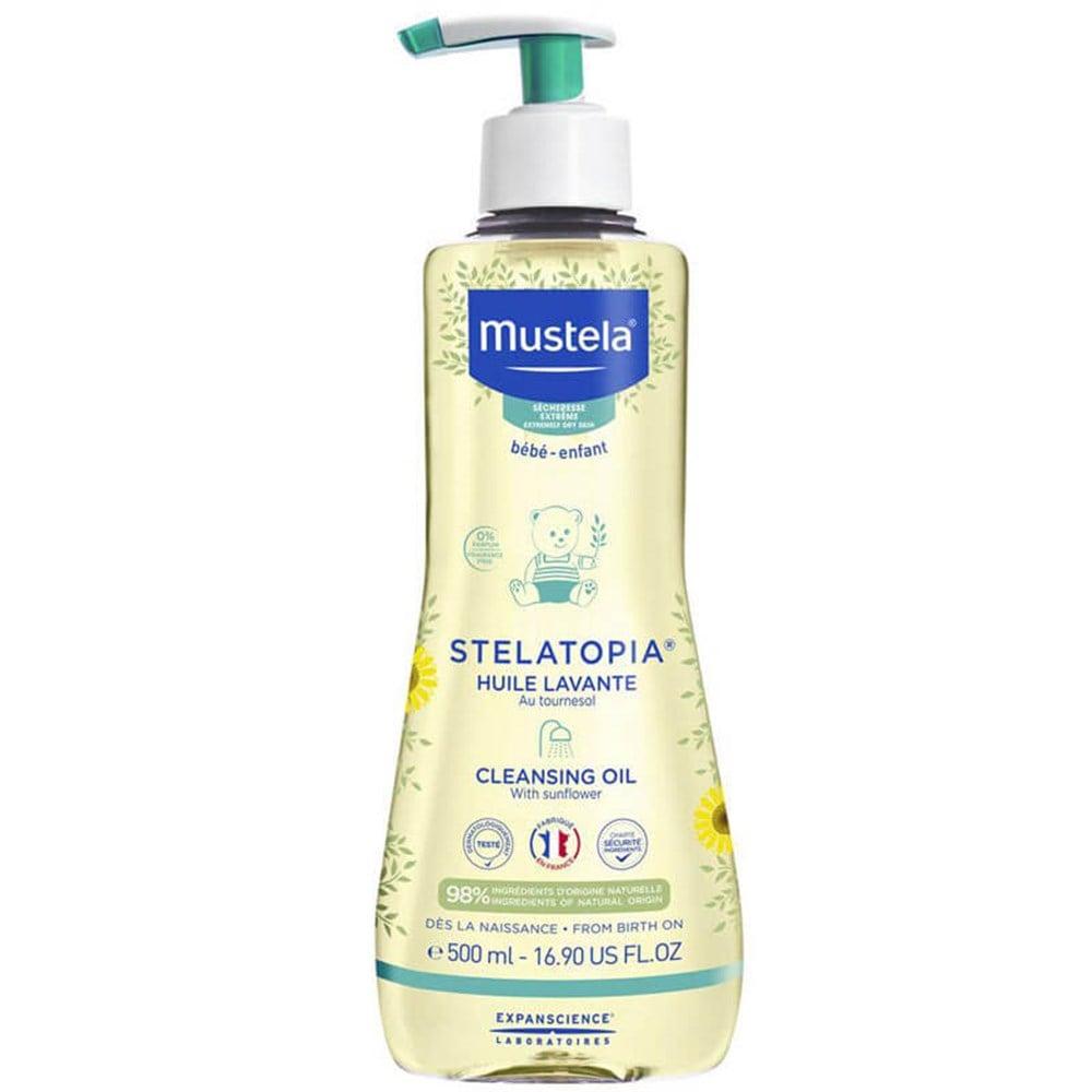 Mustela Stelatopia Cleansing Oil for Dry Skin - Natural, Vegan, Dermatologically Tested Baby Skincare
