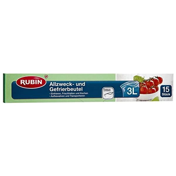 Rubin 3 Liter Zipper Storage Bags - 15 Pack - Resealable, Recyclable Food Preservation Bags, Freezer Safe, Prevents Odors & Spills