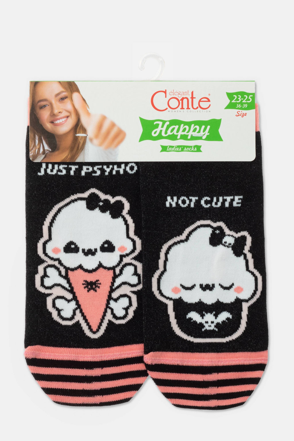 TheRanok.com Cotton Ankle Socks Conte Happy 358 - Cute — back view