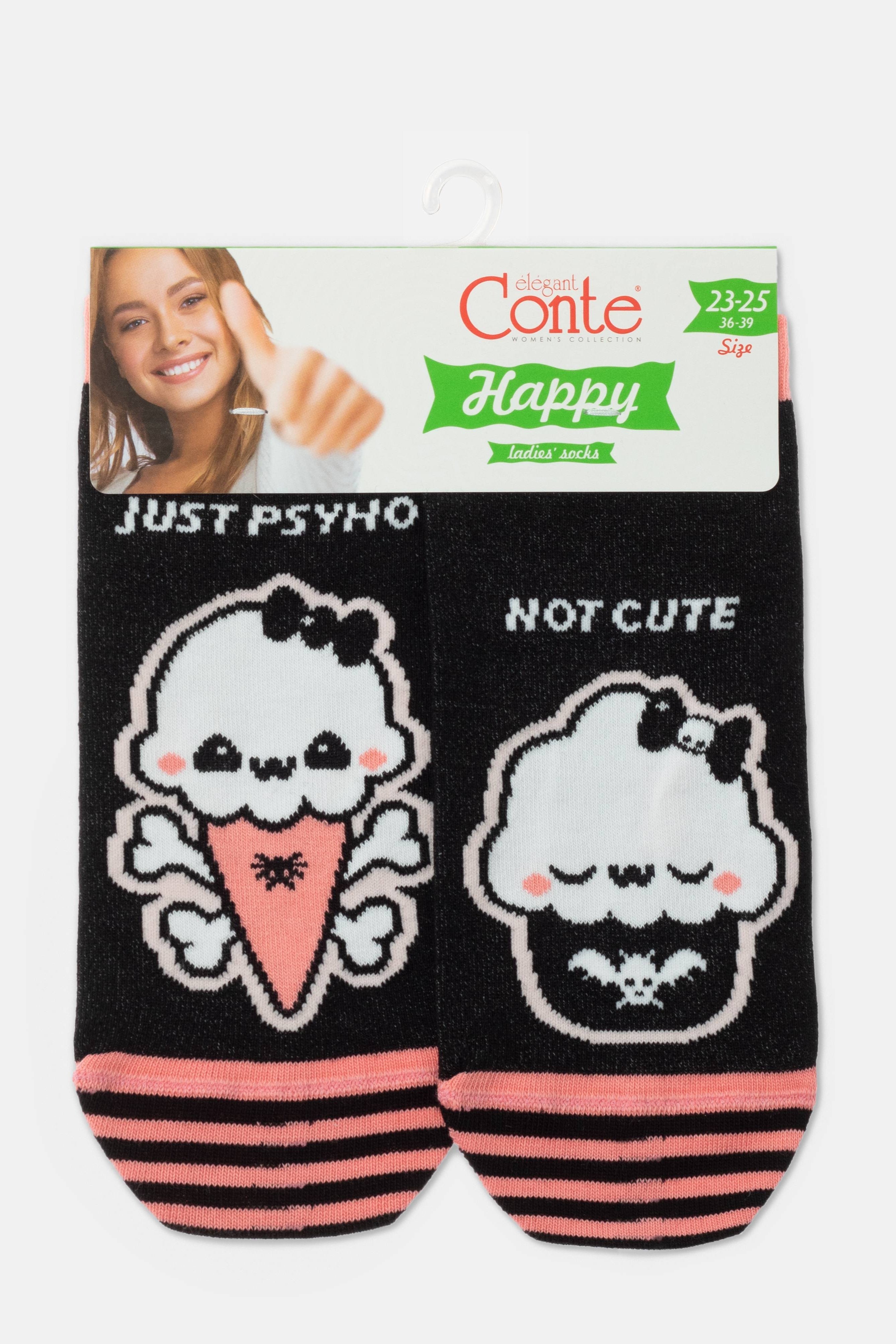 TheRanok.com Cotton Ankle Socks Conte Happy 358 - Cute — back view