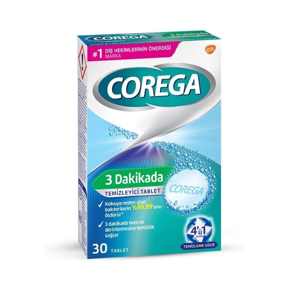 Corega Dental Prosthesis Cleaning Tablets - Effervescent Solution for Denture Hygiene - 30 Tablets