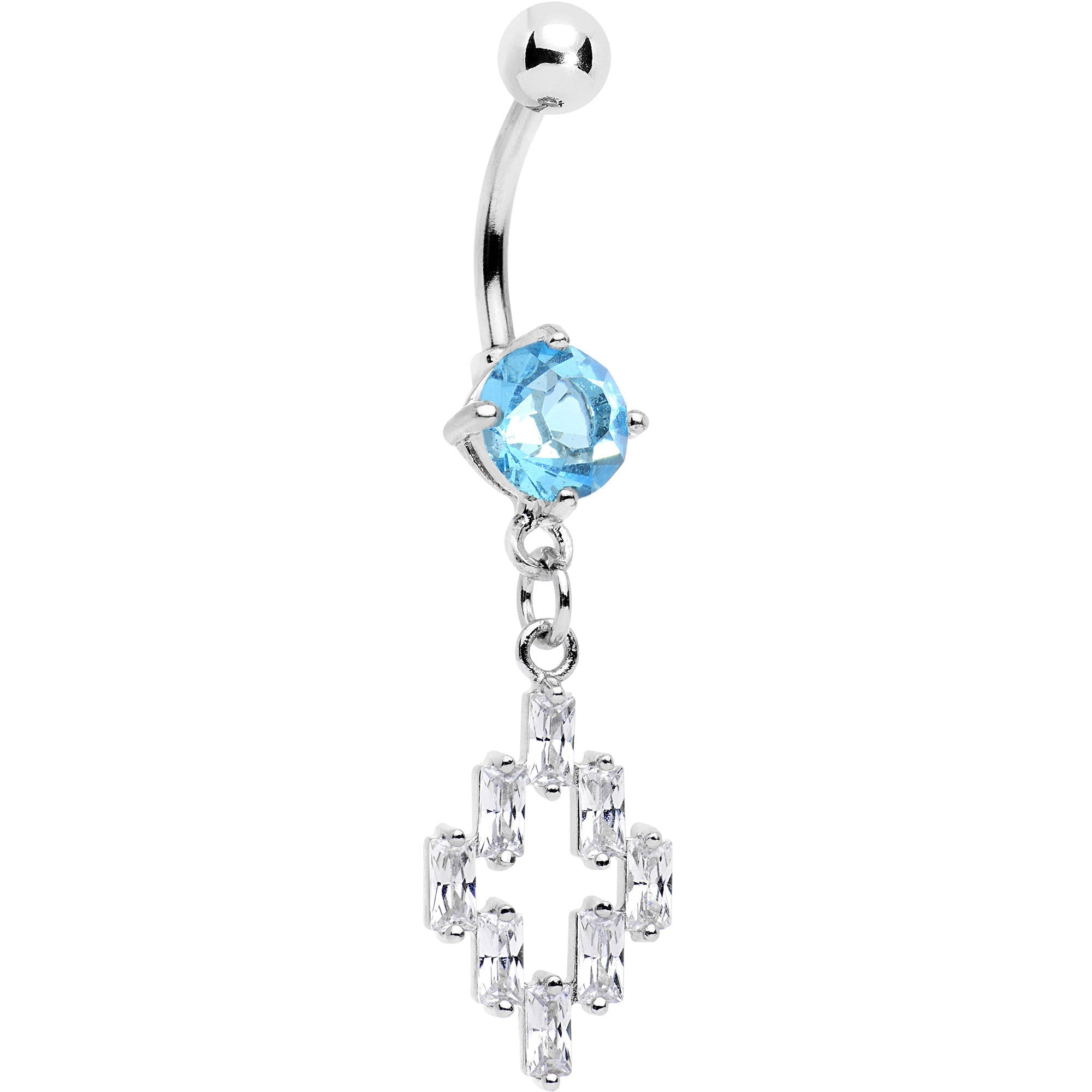 BodyCandy Aqua Clear Gem Decadent Cross Dangle Belly Ring — main product shot