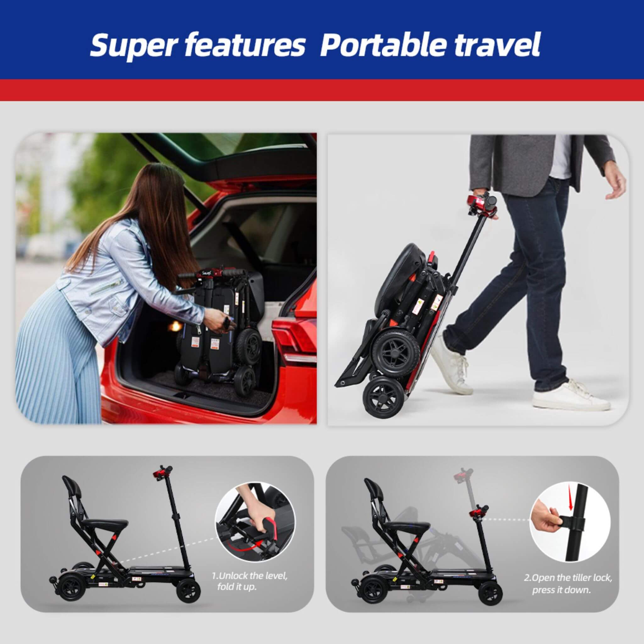Ultra Lightweight 4-Wheel Folding Mobility Scooter With Remote For Adults And Elderly (SAK58976) – SAKSBY WHOLESALE, view 5