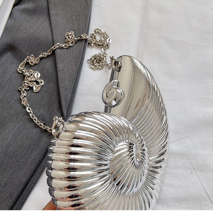 Mariam's Collection Unique Chic Conch Shell Inspired Clutch Bag (MAC311) — fabric or material detail
