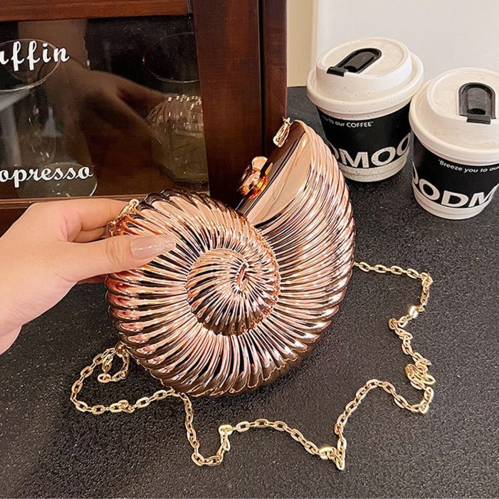 Mariam's Collection Unique Chic Conch Shell Inspired Clutch Bag (MAC311) — product on model