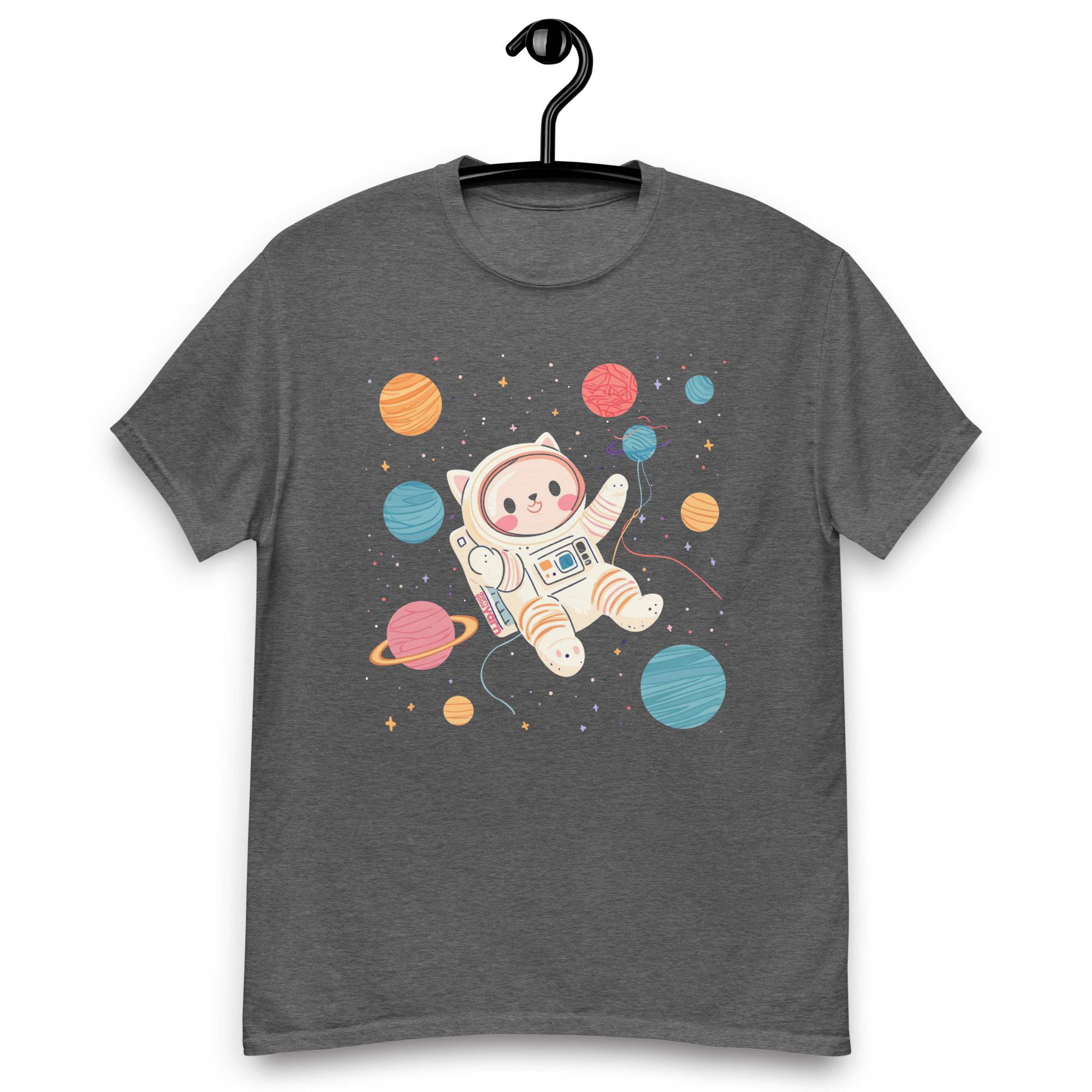 Darn Good Yarn Space Cat Yarn Explorer T-Shirt — detail shot 7