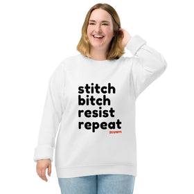 Stitch Bitch Resist Repeat Unisex organic raglan sweatshirt