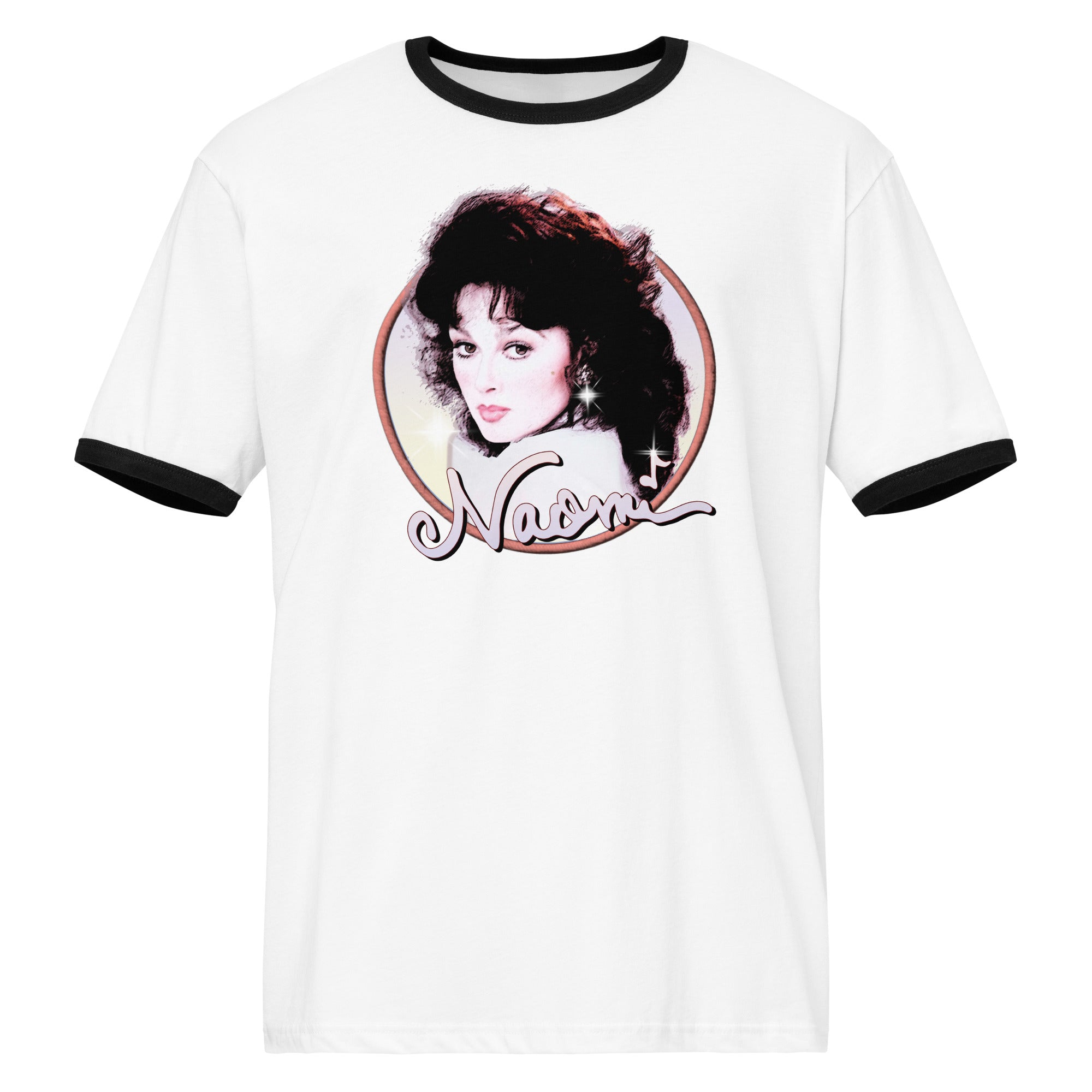 Naomi Judd Legacy Naomi Retro Glow Unisex Ringer T-shirt — detail close-up