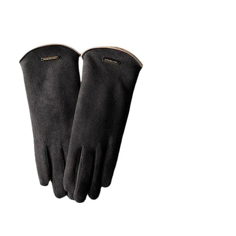 Mariam's Collection MAC058 Unisex Suede Touch Screen Gloves Faux Fur Lined Winter Warm — detail shot 6