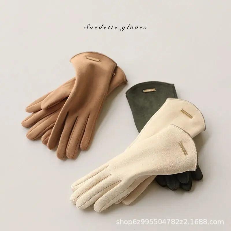 Mariam's Collection MAC058 Unisex Suede Touch Screen Gloves Faux Fur Lined Winter Warm — main product shot