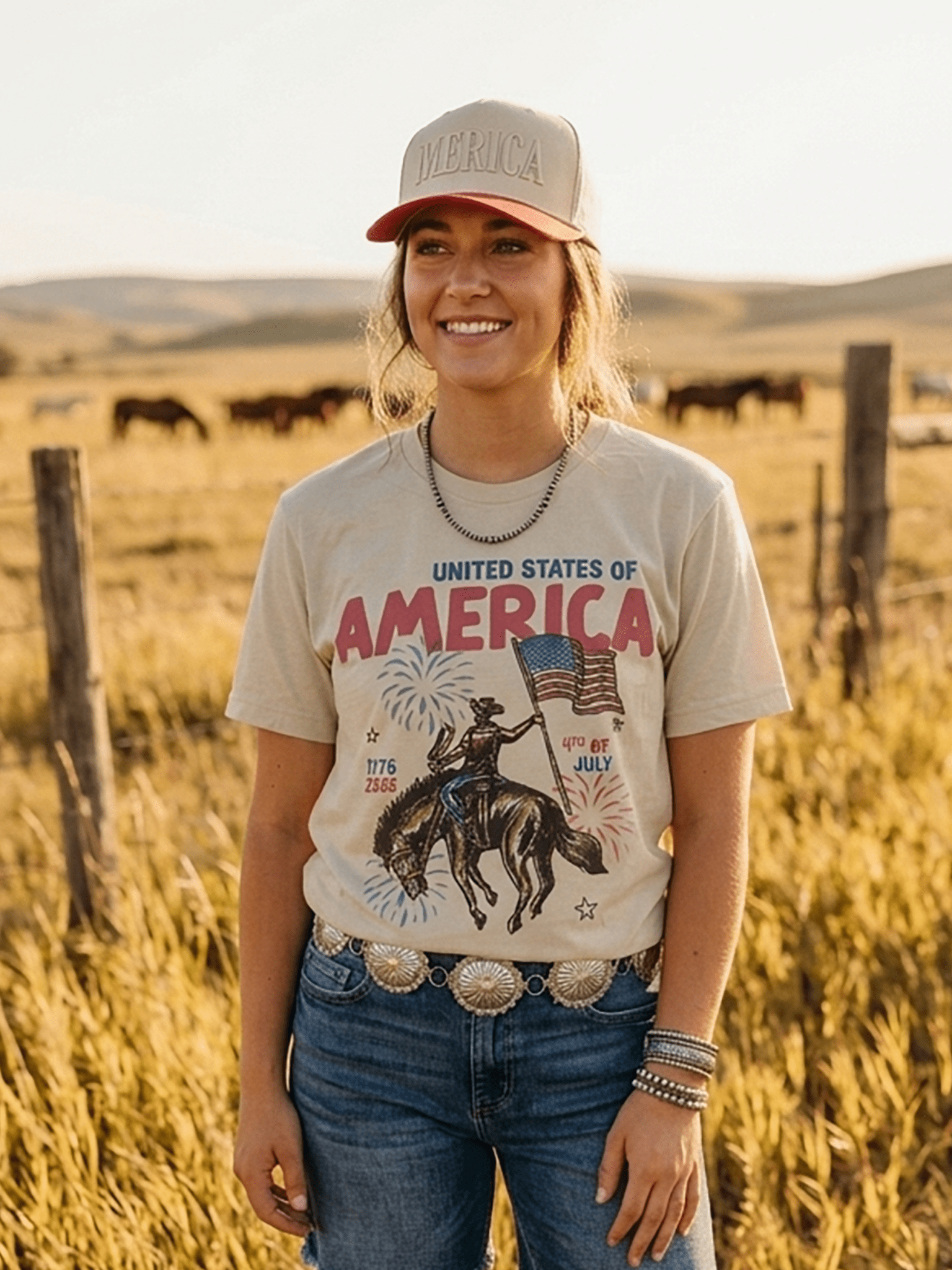Wild Junkie United States of America Cowboy Graphic Tee — construction detail
