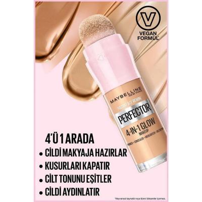 Maybelline Instant Perfector Glow Vegan Foundation - Multifunctional Makeup with Concealer & Primer