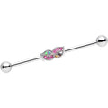 BodyCandy Pink Gem Sparkle Mustache Industrial Barbell 38mm — main product shot