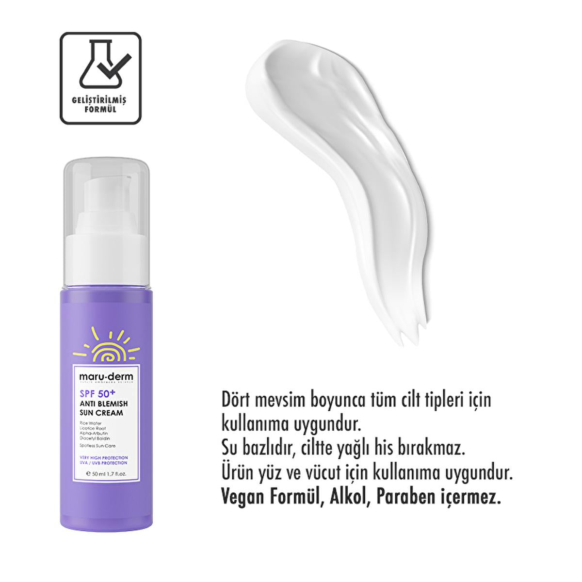 Maruderm SPF 50+ Anti-Tan Sunscreen Cream for Flawless Skin | 50 ml