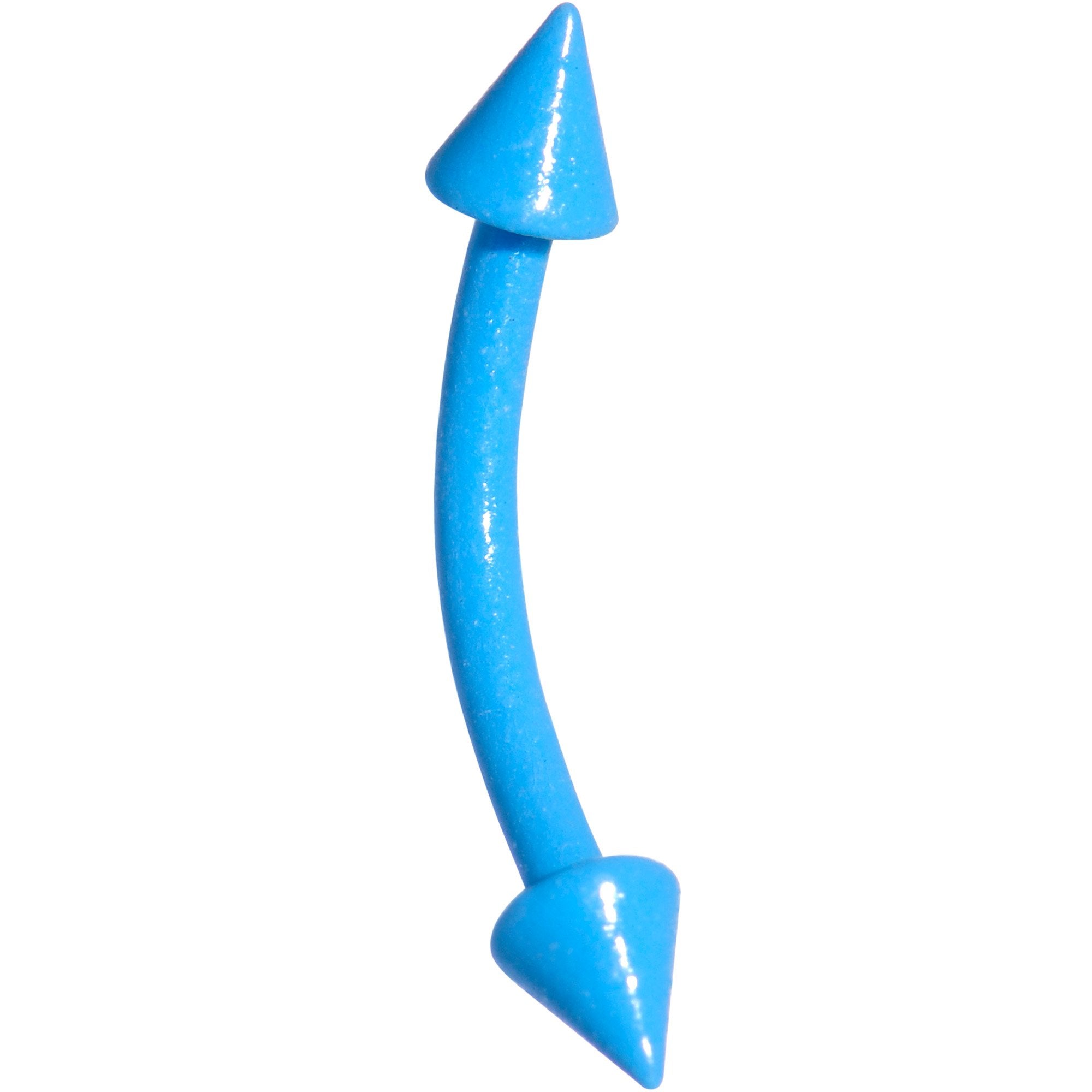 BodyCandy 16G 3/8 Blue Glow In The Dark Effect Cone Curved Eyebrow Ring — main product shot