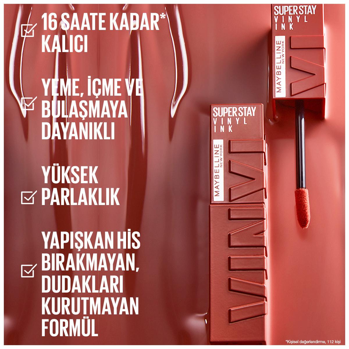 Maybelline New York Super Stay Vinyl Ink Liquid Lipstick - Long-Lasting Glossy Lip Color, Smudge-Proof & Non-Sticky Formula