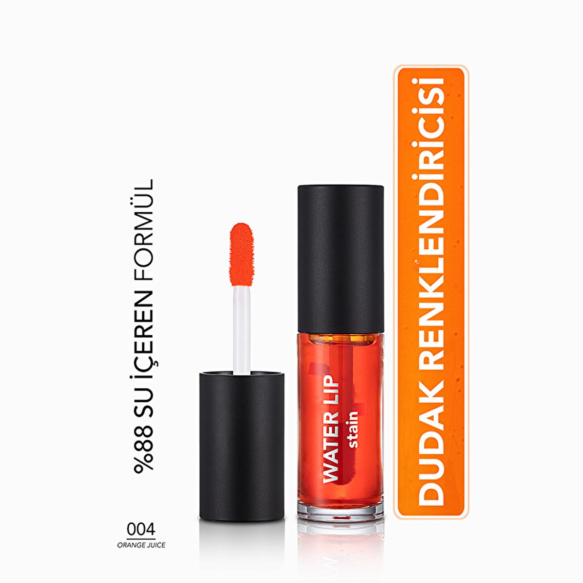 Flormar Water Lip Stain 004 Orange Juice - Long-Lasting Lip and Cheek Tint with Matte Finish