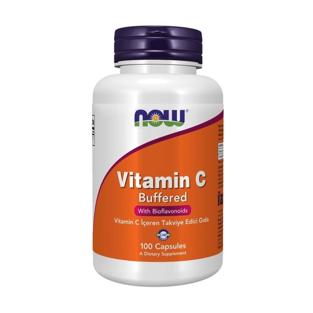 NOW Buffered Vitamin C 500mg Capsules - High Dose Immune & Antioxidant Support with Citrus Bioflavonoids, Gentle on Stomach - 100 Count
