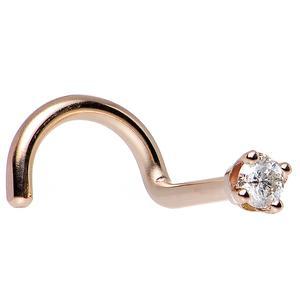 BodyCandy 14k Rose Gold 2mm Moissanite Nose Ring — side view