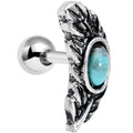 BodyCandy 1/4 Blue Faux Turquoise Southwestern Feather Cartilage Tragus Earring — main product shot