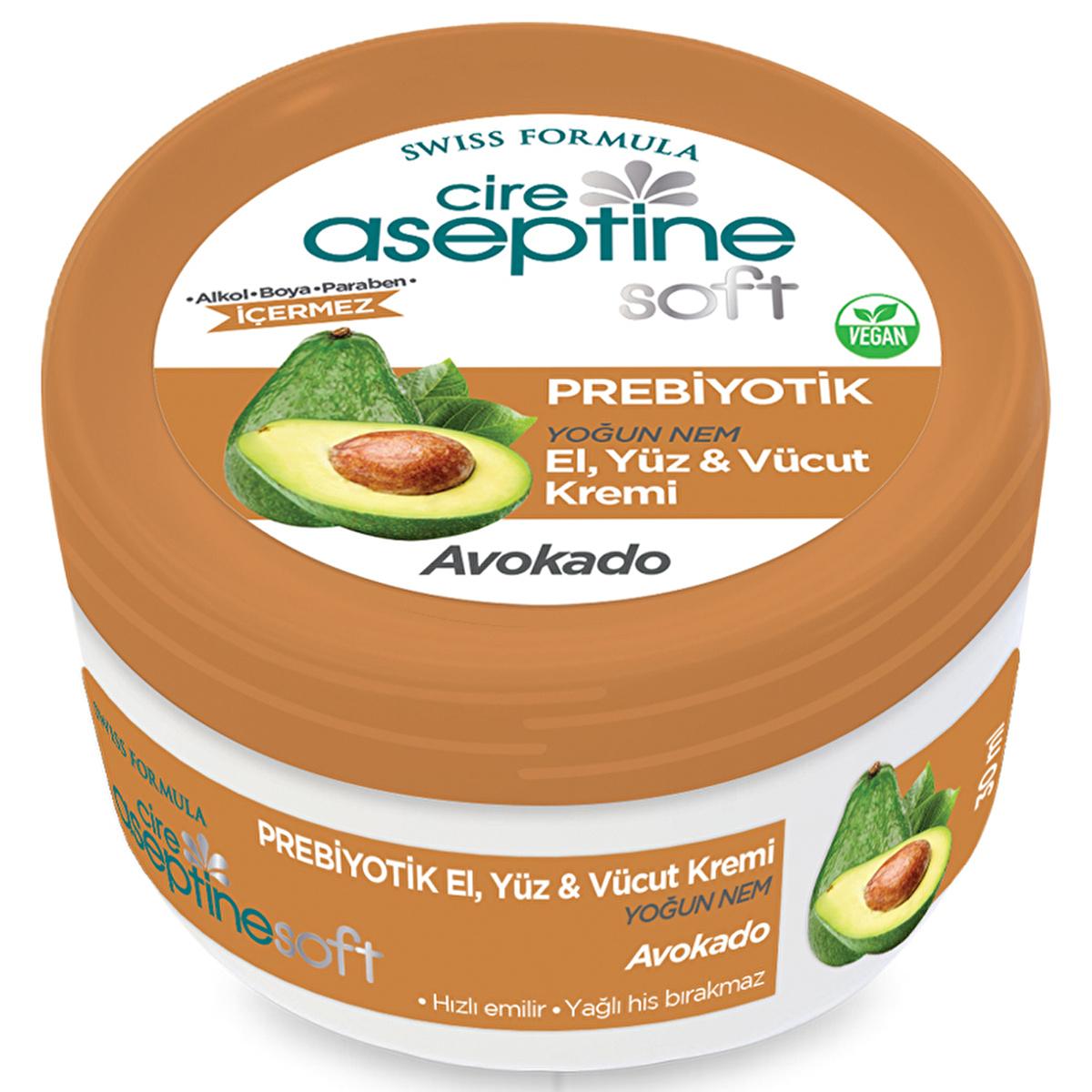 Cire Aseptine Soft Avokado Moisturizing Cream - Prebiotic, Paraben-Free, Dermatologically Tested, 1.01 fl oz