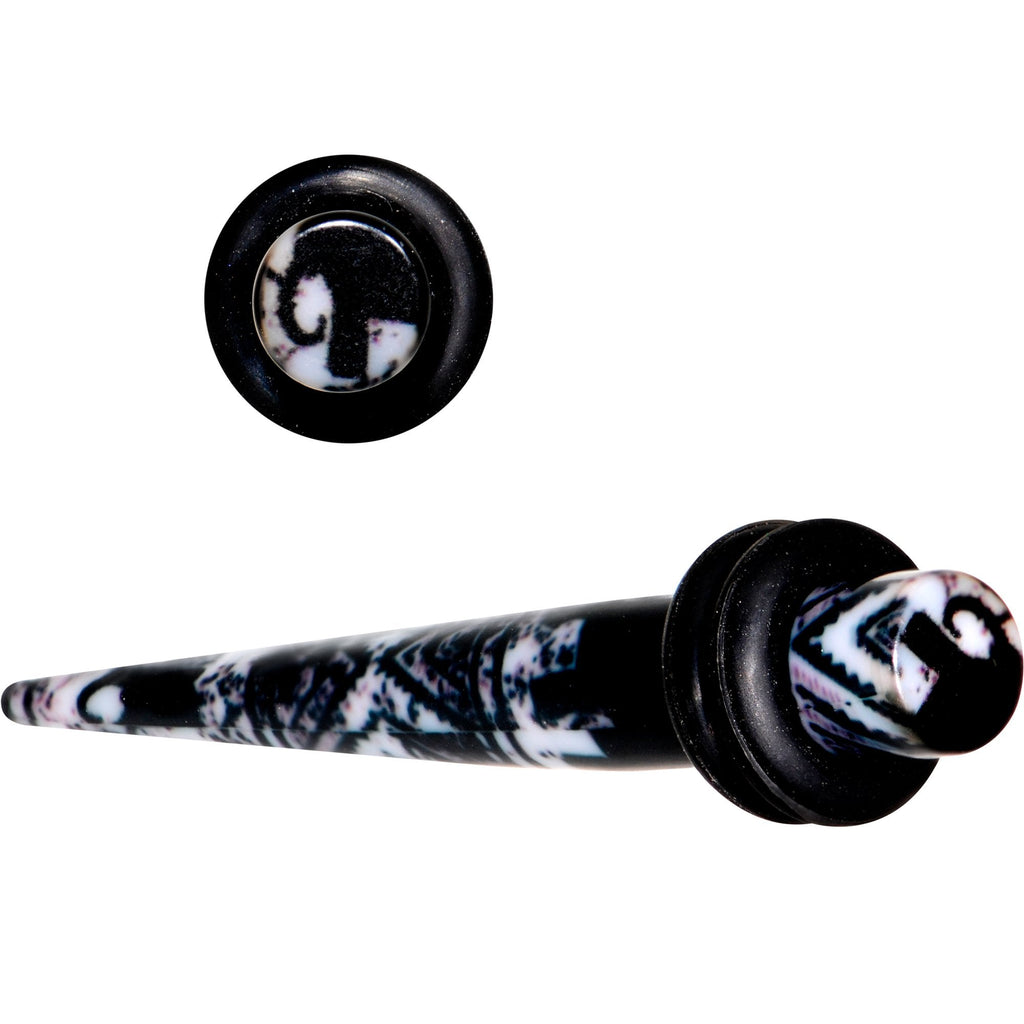 BodyCandy Black Acrylic Southwest Weave Straight Taper Set 3mm to 16mm — size reference