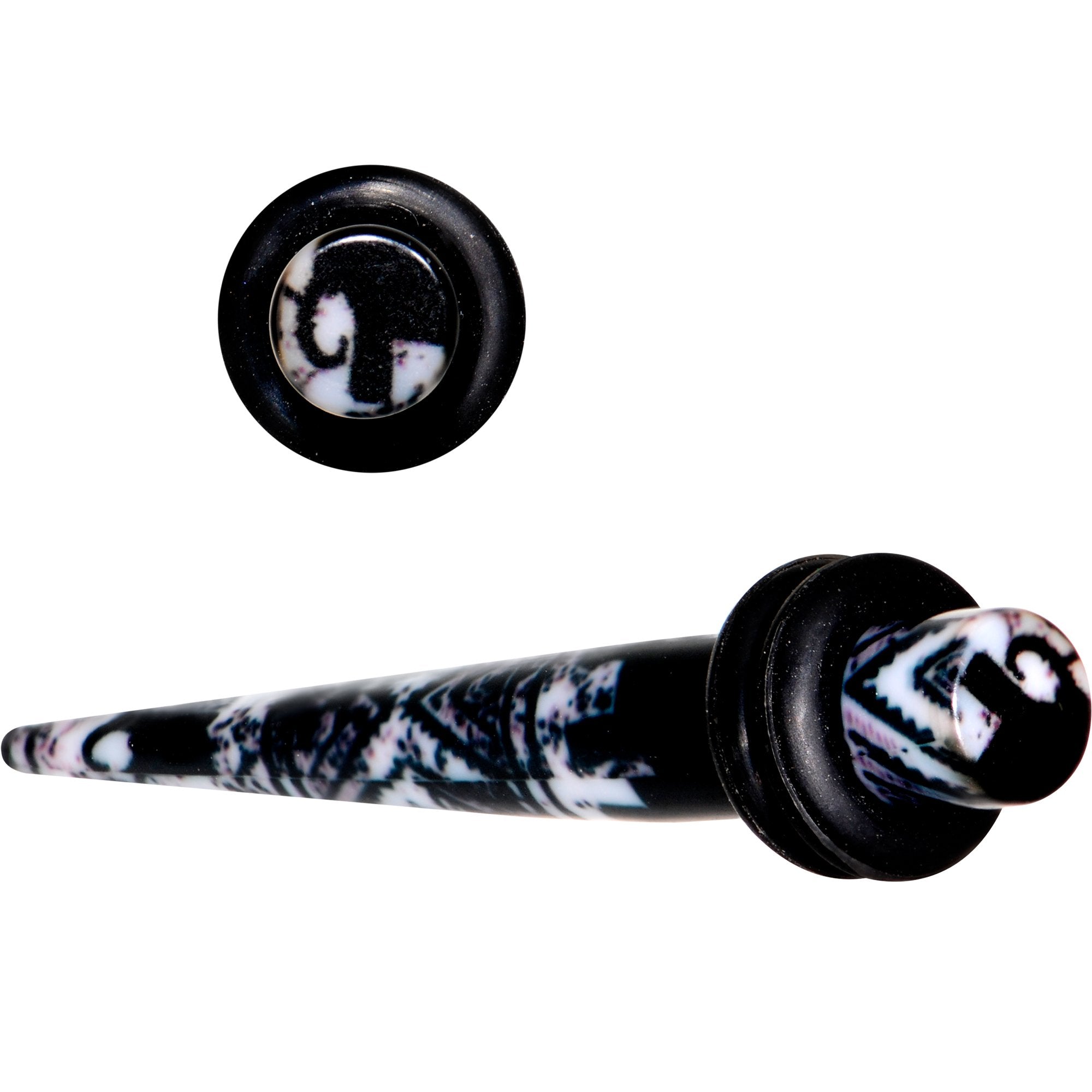 BodyCandy Black Acrylic Southwest Weave Straight Taper Set 3mm to 16mm — size reference