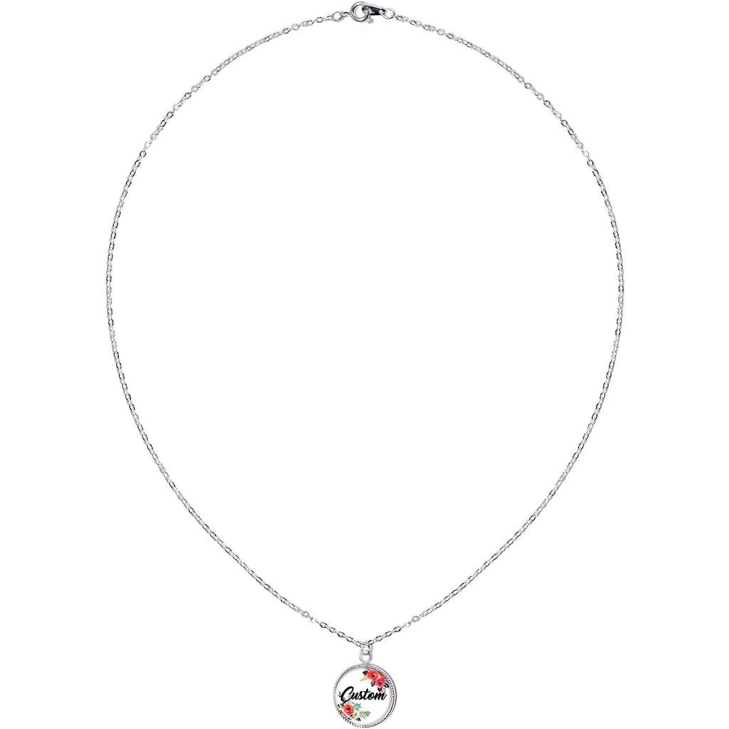 BodyCandy Custom Floral Personalized Name Silver Plated Chain Necklace — Silver detail