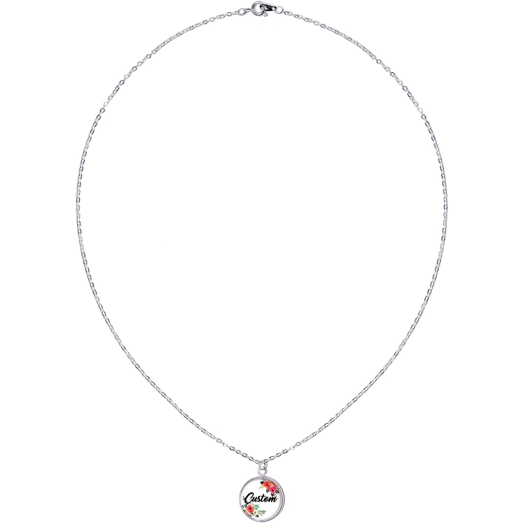 BodyCandy Custom Floral Personalized Name Silver Plated Chain Necklace — Silver detail