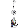 BodyCandy Clear Gem Iridescent XO Heart Dangle Belly Ring — main product shot