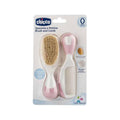 Chicco Baby Hair Brush and Comb Set for Newborns - Gentle Natural Bristle Brush and Safe Round-Tipped Comb for Infant Hair Care