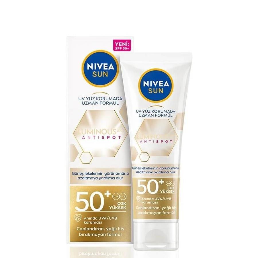 Nivea Sun Luminous630 Anti-Spot Sunscreen Face Cream SPF50+ - Non-Greasy, Reduces Sun Spots, 1.35 fl oz