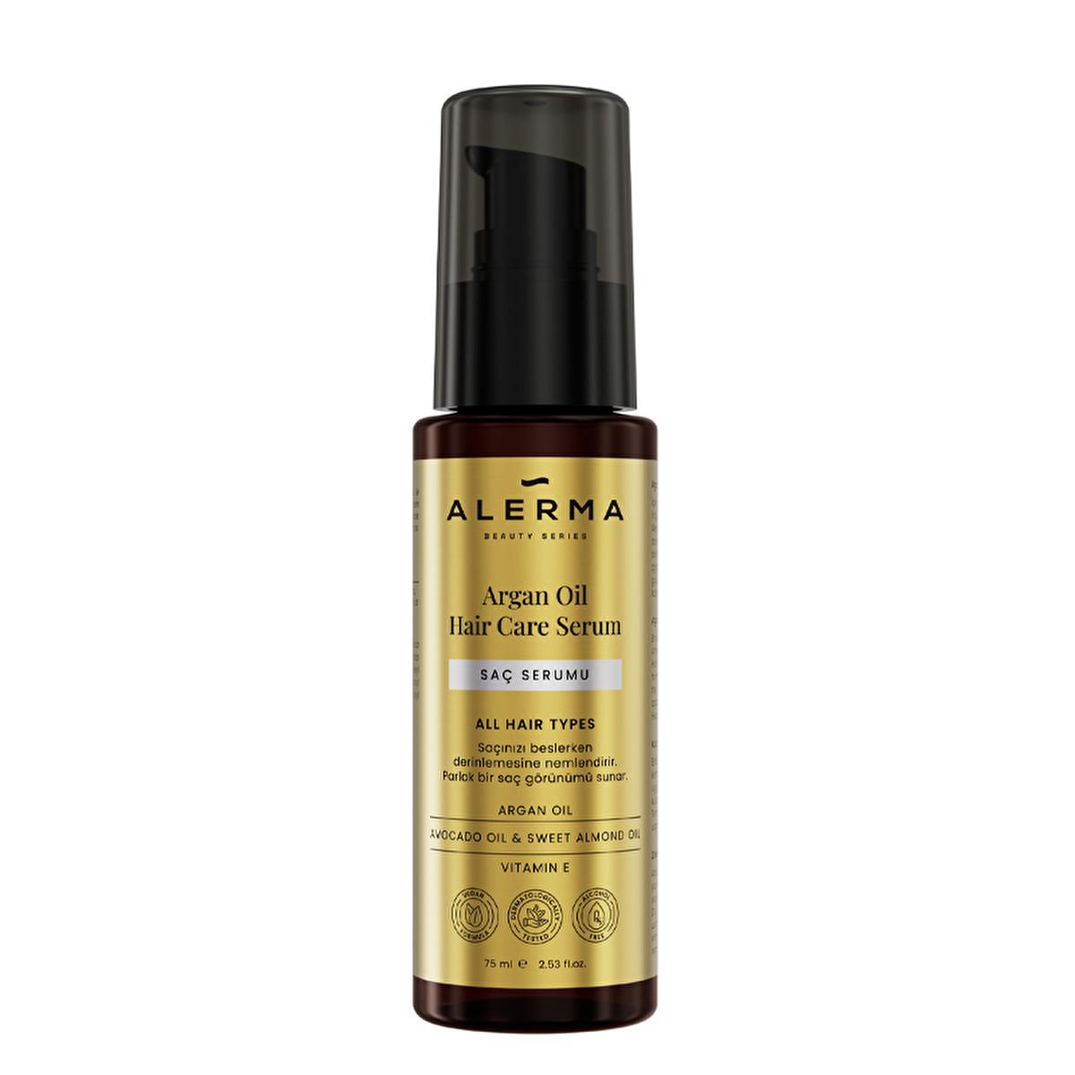 Alerma Argan Oil Hair Serum: Deeply Moisturizing, Vegan Formula for Shine, Smoothness & Frizz Control - Paraben & Sulfate Free