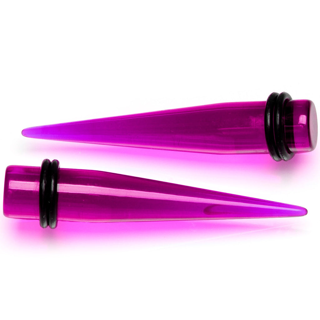 BodyCandy 14 to 00G Fuchsia Acrylic Straight Taper Set 18 Piece Stretching Kit — lifestyle context