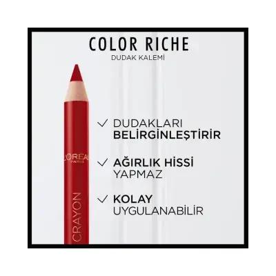 Loreal Paris Color Riche Le Lip Crayon - 300 Le Rouge Paris, Moisturizing Lip Color with Precise Application