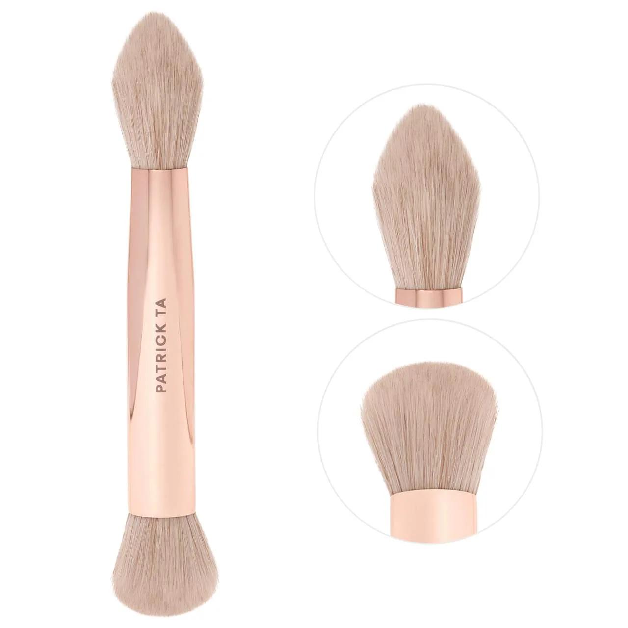 Real Beauty Dual-Ended Complexion Brush - Vegan, Cruelty-Free Makeup Brush for Flawless Foundation and Powder Application