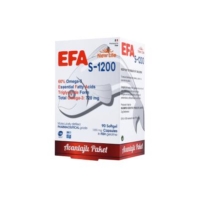 New Life Efa S-1200: High Potency Omega 3 Fish Oil Capsules | 720mg Omega-3, Gluten & Lactose-Free | Cardiovascular & Brain Health