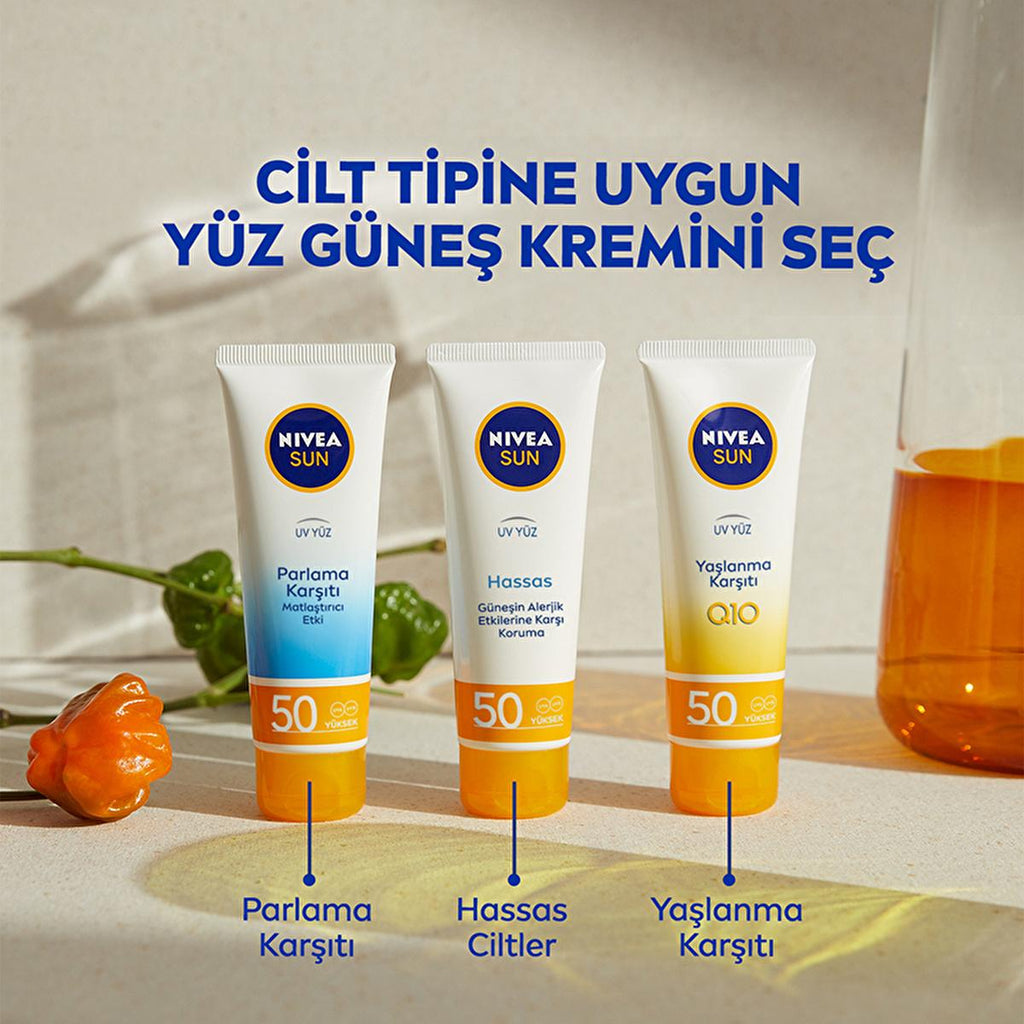 Nivea Sun SPF 50+ Anti-Aging Q10 Facial Sunscreen: Daily Sun Protection for Wrinkles & Dark Spots, Broad Spectrum UVA/UVB Defense