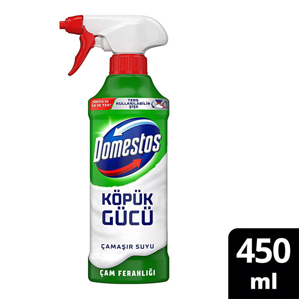 Domestos Foam Bleach - Reversible Bottle, Pine Fragrance, 15.22 fl oz - Effective Deep Hygiene Cleaning Solution