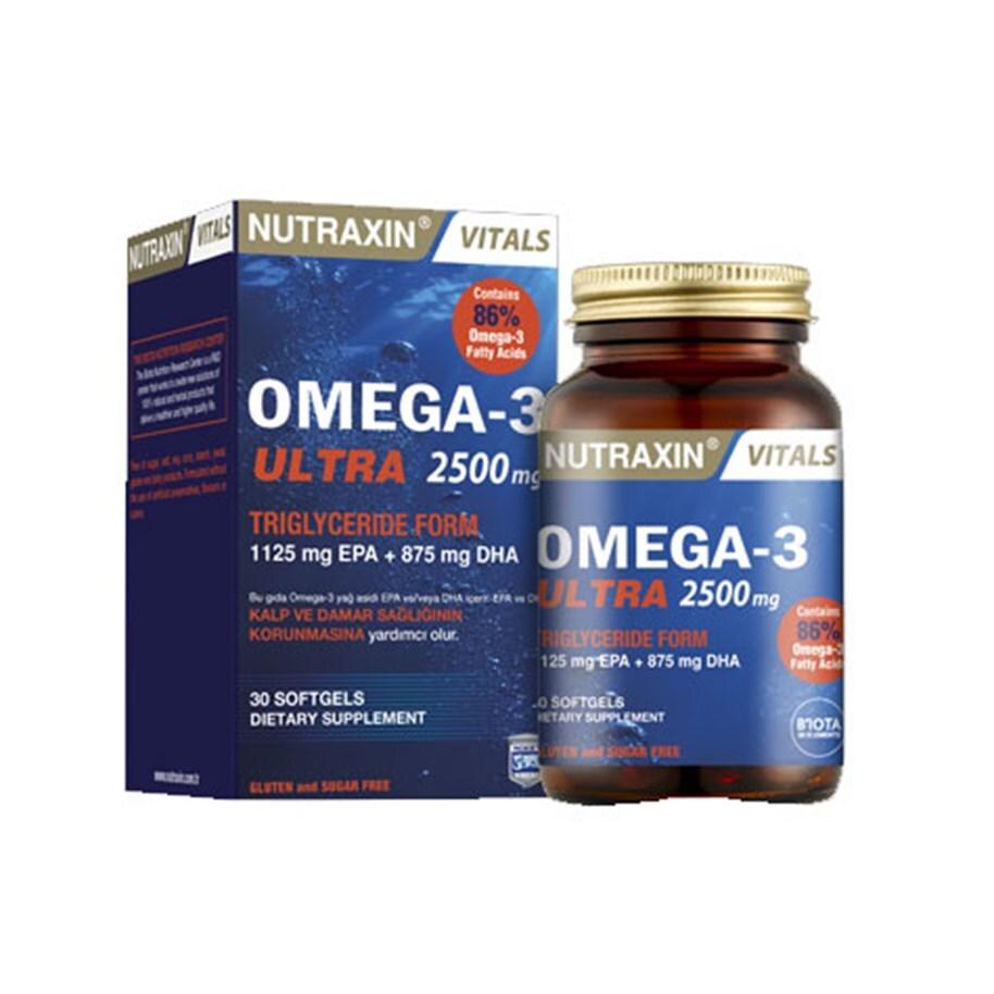 Nutraxin Omega-3 Ultra 2500 mg - High Dose Fish Oil Capsules