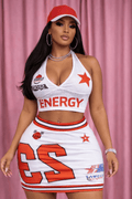 Velocity Jersey Babe Halter Streetwear Skirt Set