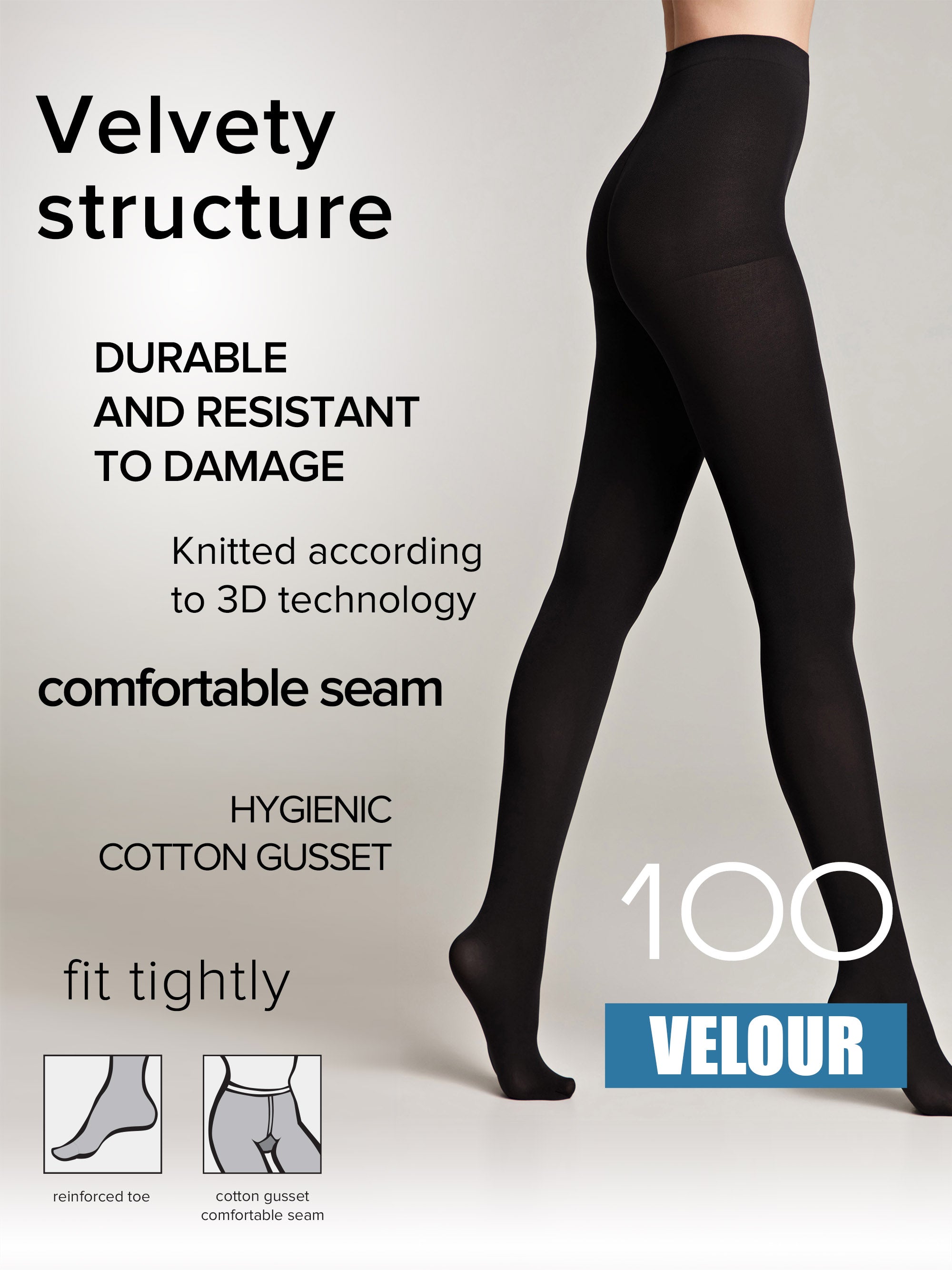 TheRanok.com Tights Conte Velour 100 Den - Matte Warm Microfibra — detail close-up