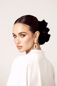 Velvet Volume Scrunchie - Black Veiled Collection Small 