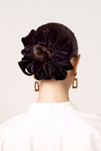 Velvet Volume Scrunchie - Black Veiled Collection 