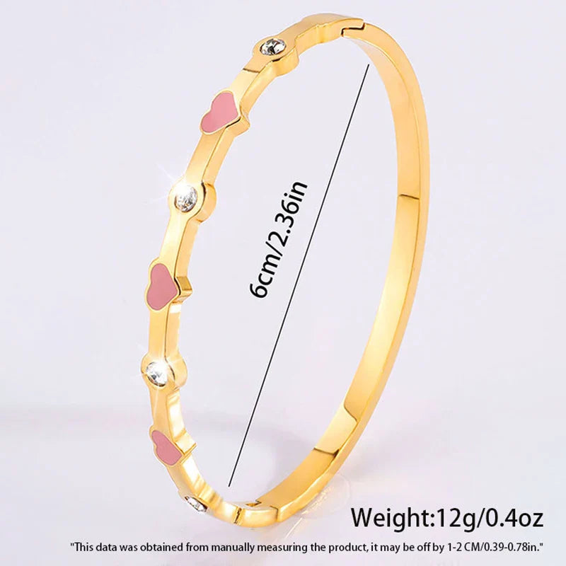 MyClosetAid Stackable Gold Bangle Bracelet Set with Pink Accents